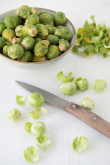 Season for fresh bio brussels sprouts, winter vegetables