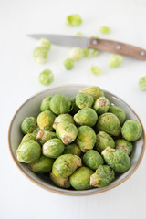 Season for fresh bio brussels sprouts, winter vegetables