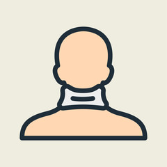 Fototapeta premium Broken Neck Injury Treatment&nbsp;Accident Flat Line Stroke Icon Pictogram