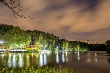 Night embankment of the river Pekhorka