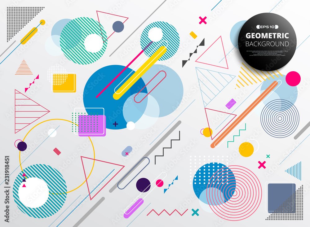 Poster abstract of soft wide colorful geometrical pattern background.