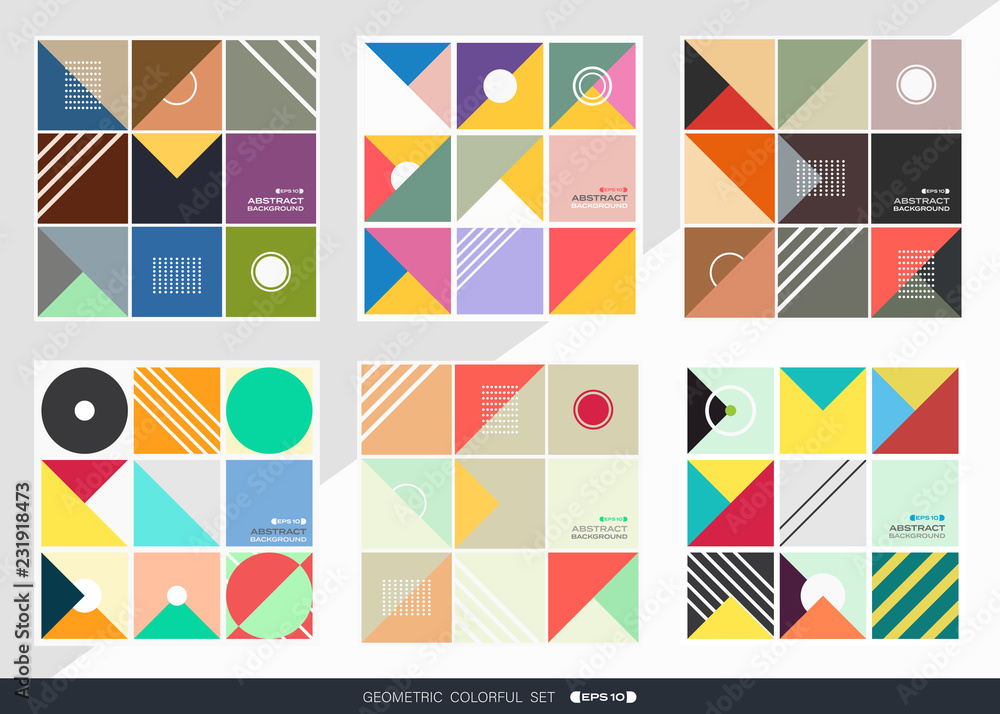 Poster abstract of geometric pattern background set in square shape.