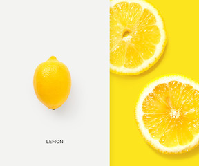 Creative layout made of lemon. Flat lay. Food concept. Macro concept.