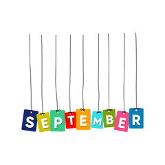 Obraz na płótnie Canvas September hanging words vector, colourful words vector, name of months vector