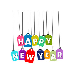 Happy New Year hanging words vector. colourful words vector