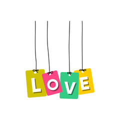 Obraz na płótnie Canvas Love words hanging vector, colourful words vector