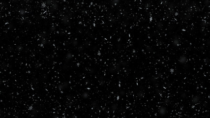 Snowflakes falling on black background - Powered by Adobe