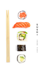 Creative layout made of sushi. Flat lay. Food concept. Macro  concept.  © StudioDFlorez