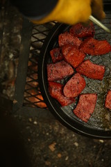 cooking meat on the grill