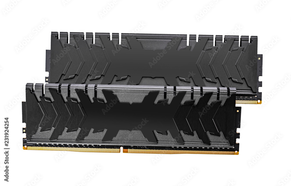 Poster ram ddr4 memory modules isolated on a white background.
