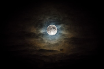 Fototapeta na wymiar Black night sky with full moon
