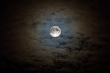 Obraz na płótnie Canvas Black night sky with full moon