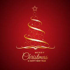 Vector Abstract cover Golden Christmas Tree, with text