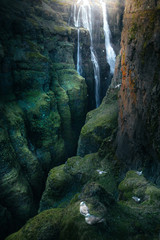 Fototapeta na wymiar Birds at Glymur waterfall in Iceland