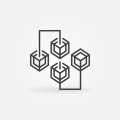 Blockchain cryptocurrency outline concept vector icon