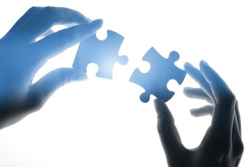 Business partnership puzzle connection teamwork solution