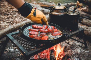 cooking meat on the grill