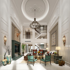 3d render of post modern house interior