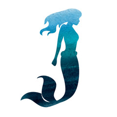 mermaid watercolor vector silhouette illustration