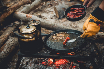 cooking meat on the grill