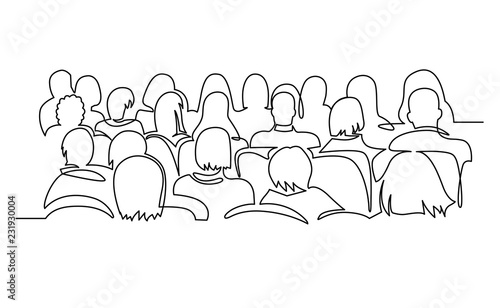 "Continuous Line Drawing of Vector illustration character of audience ...