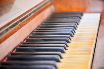 Keyboard of an old piano