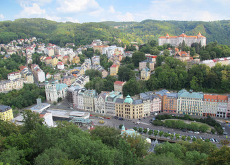 The town of Karlovy vary (Karlsbad) from Deer jump lookout. Czech Republic © Radus