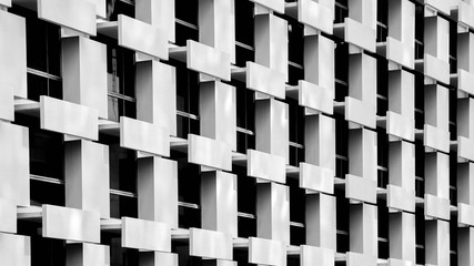 Pattern of the storey at building - windows and balcony. - monochrome