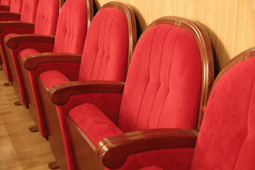 Background of red theatrical red chairs