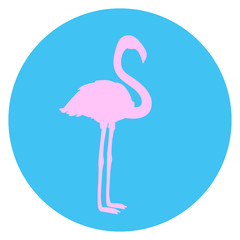 Flamingo. Cartoon bird. Image for polygraphy, t-shirts and textiles. Web icon
