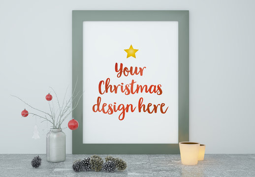 Vertical Frame on Table Mockup