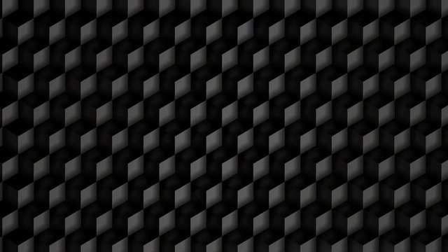 Seamless animated abstract  background. Dark metallic isometric cubes pattern with slow animation wave