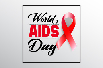 Aids Awareness Red Ribbon.Tag deisgn.World Aids Day concept. Vector Illustration