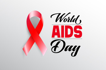 Aids Awareness Red Ribbon.Tag deisgn.World Aids Day concept. Vector Illustration