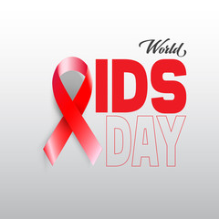 Aids Awareness Red Ribbon.Tag deisgn.World Aids Day concept. Vector Illustration