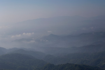 Fototapeta premium Sea of Fog , Landscape in Thailand. Morning on The Mountain. Travel Concept.