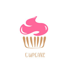 Hand drawn cupcake vector illustration. Icon symbol