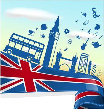 UK LONDON  element on flag with sky background