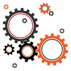 Gears. Vector illustration gear of gears. Background linked colored gears.