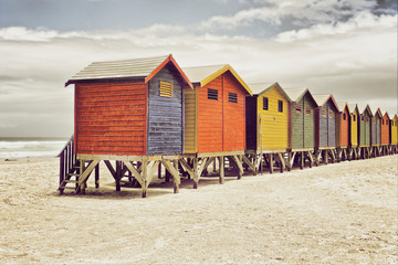 Naklejka premium Beach huts in Cape Town, South Africa