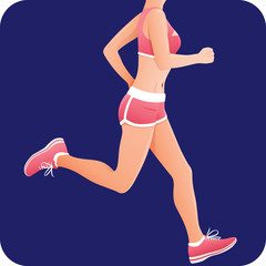 Fitness girl, sportswoman, female runner running icon