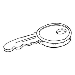 Key. Vector illustration of a key. Hand drawn key.