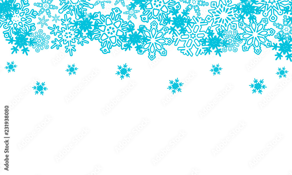 Poster winter background with various snowflakes. vector graphic pattern.