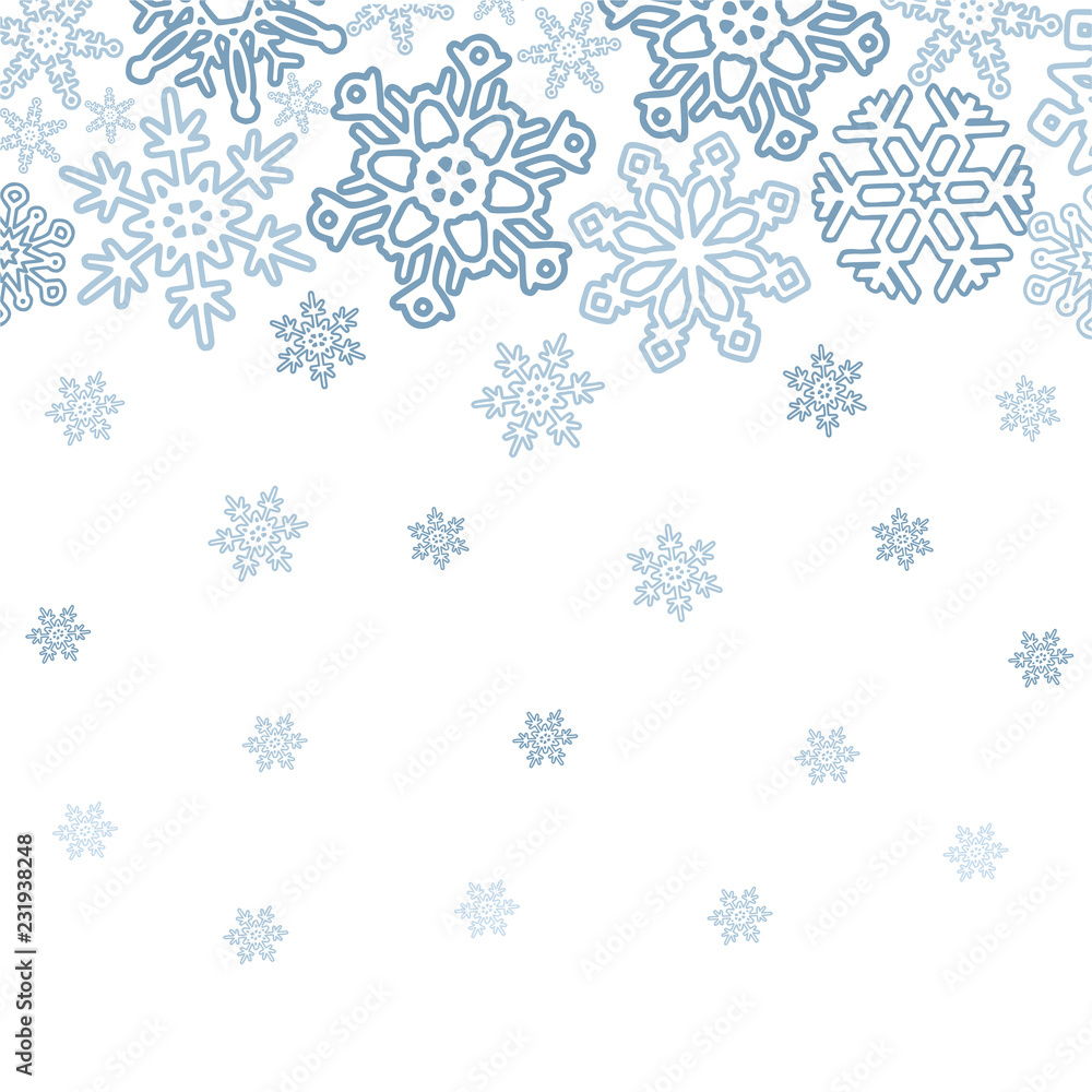 Poster winter background with various snowflakes. vector graphic pattern.