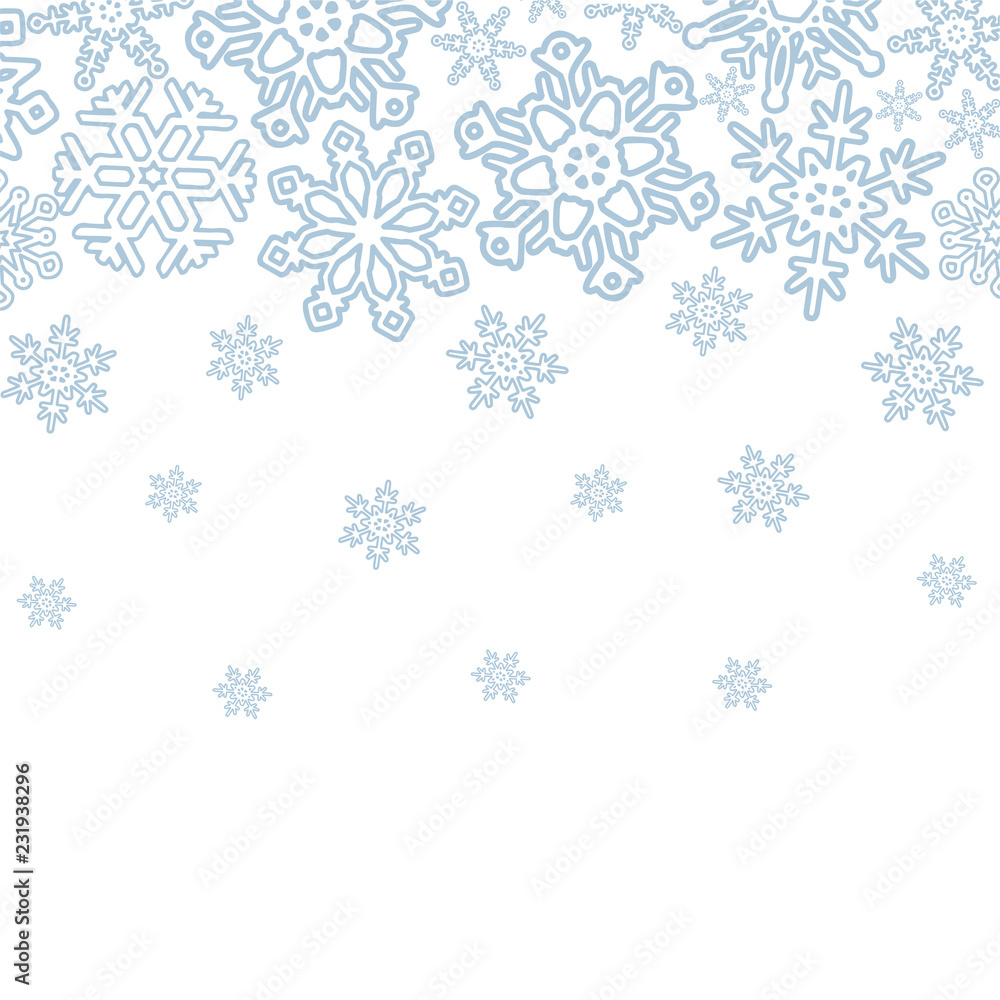 Poster winter background with various snowflakes. vector graphic pattern.