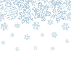 Winter background with various snowflakes. Vector graphic pattern.
