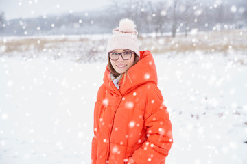  Woman in snowfall