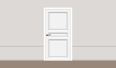 White door vector illustration. Can be used for scene design and mokups.