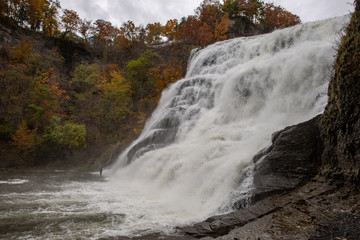 Ithaca Falls in the Finger Lakes region, Ithaca, New York. This is the last and largest of several waterfalls on Fall Creek.