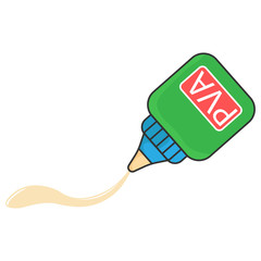 Inverted glue bottle. Vector illustration tube with the inscription GLUE. 